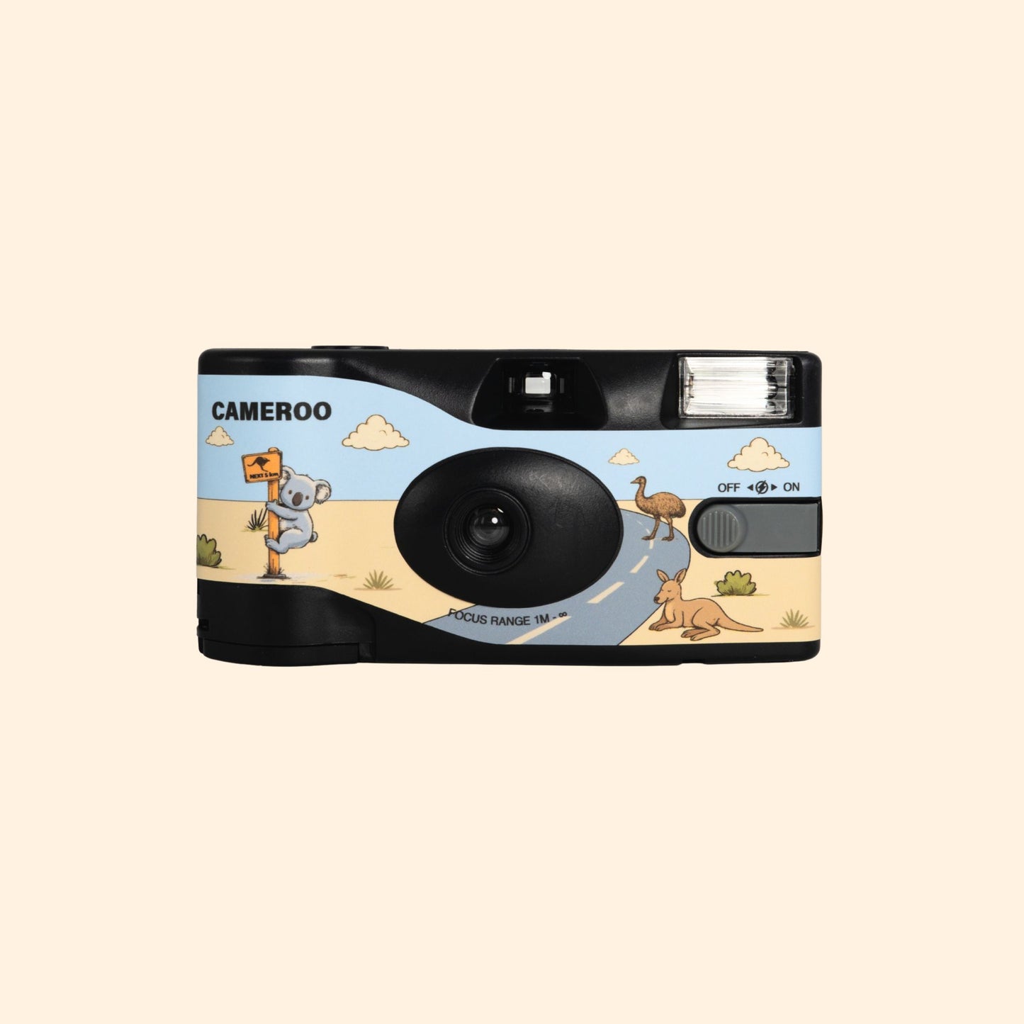 Australia themed disposable camera with koala and kangaroo design by Cameroo