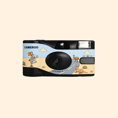 Australia themed disposable camera with koala and kangaroo design by Cameroo