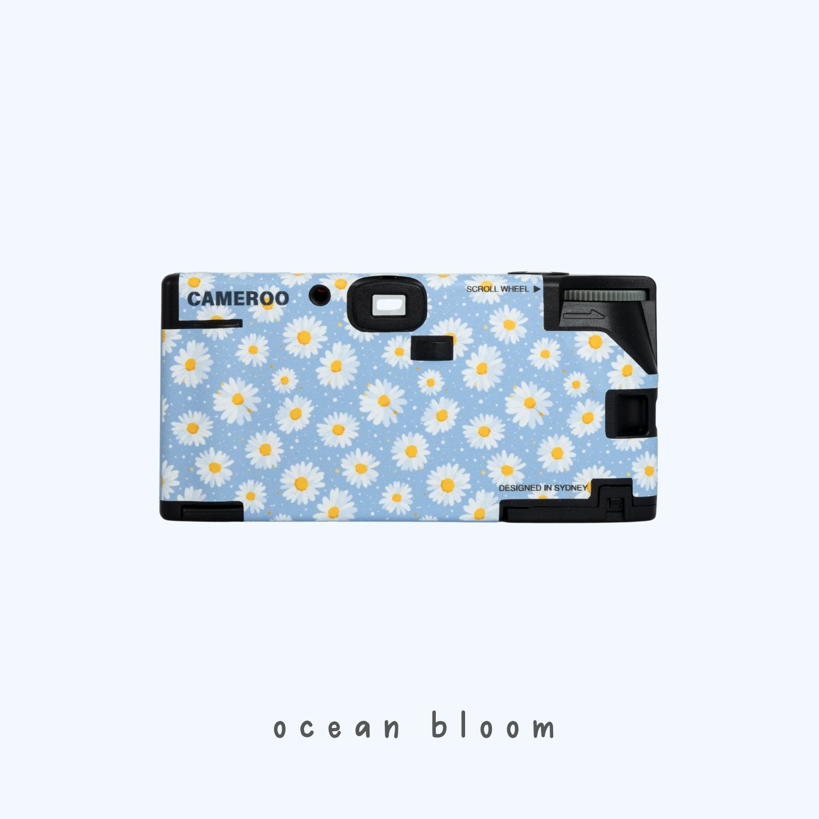 Back view of Daisy Bloom disposable camera featuring white daisy floral design by Cameroo