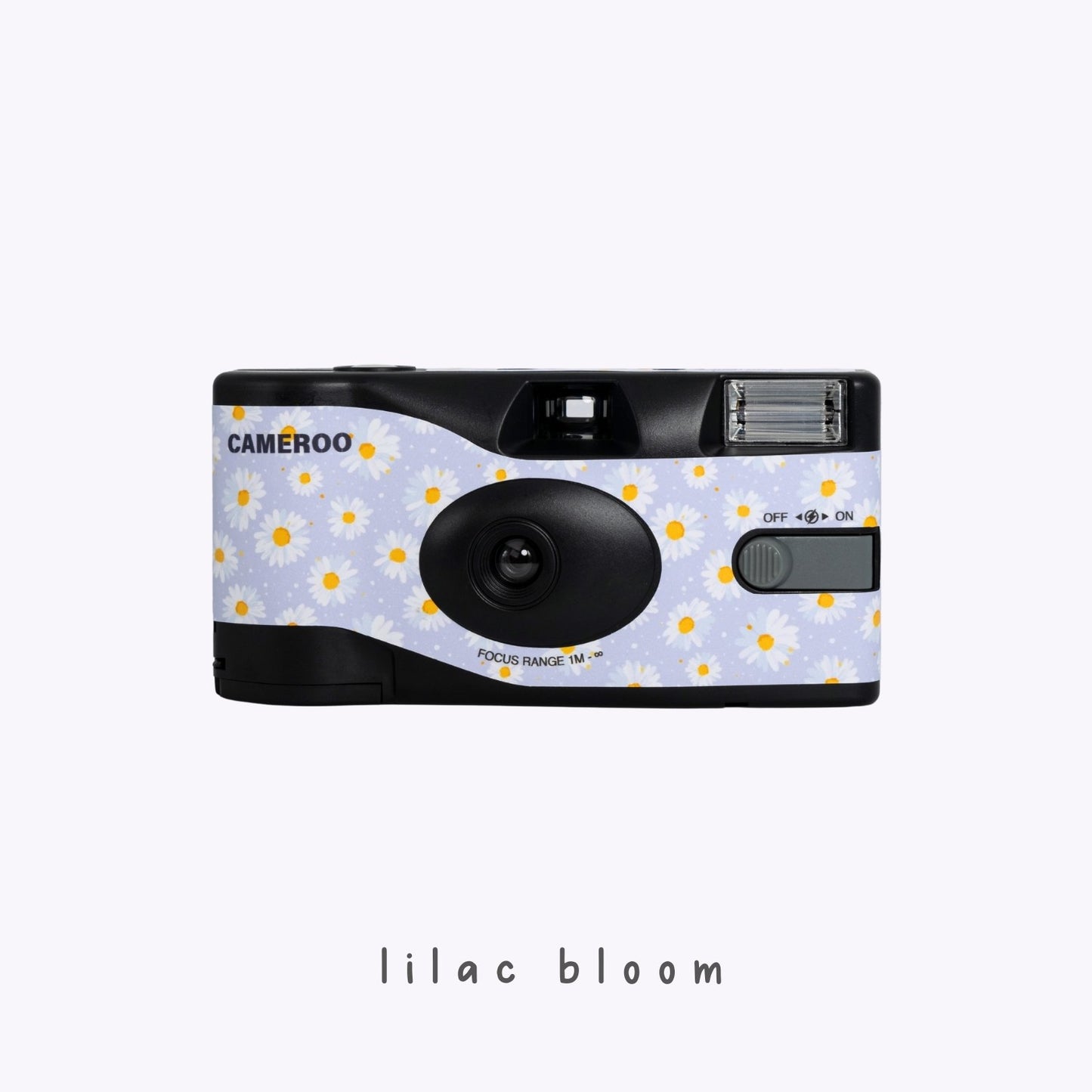 Daisy Bloom disposable camera in purple with white daisy floral pattern by Cameroo