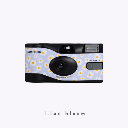 Daisy Bloom disposable camera in purple with white daisy floral pattern by Cameroo