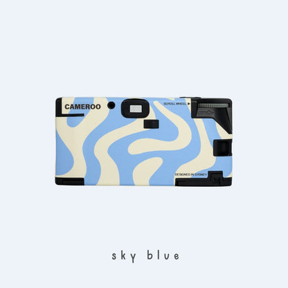 Back view of Wavy disposable camera featuring abstract wavy line pattern by Cameroo