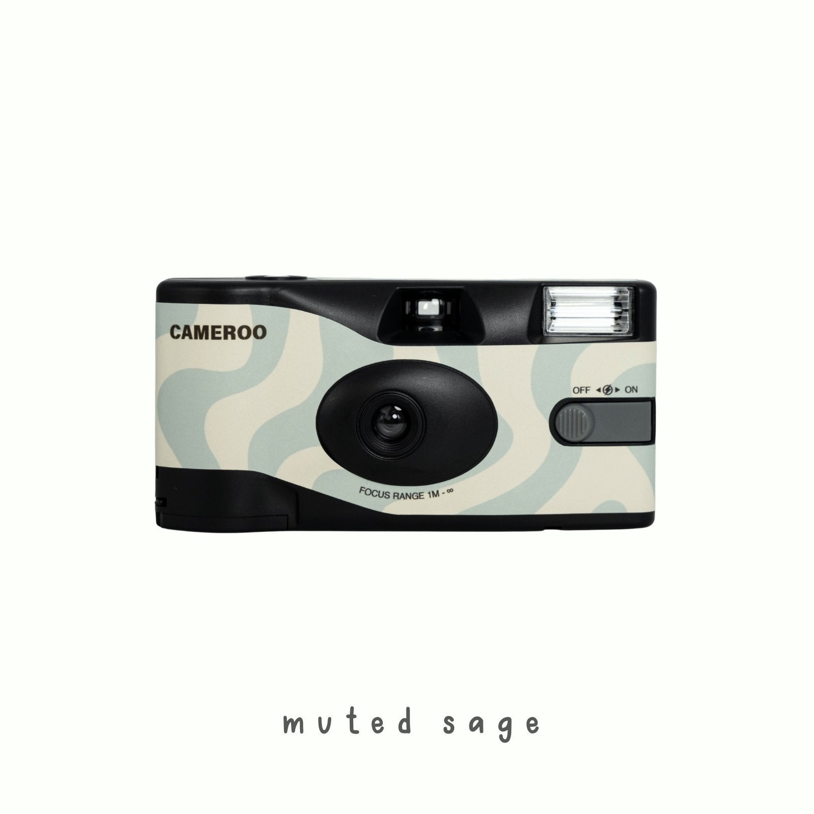 Wavy disposable camera with abstract flowing line design by Cameroo