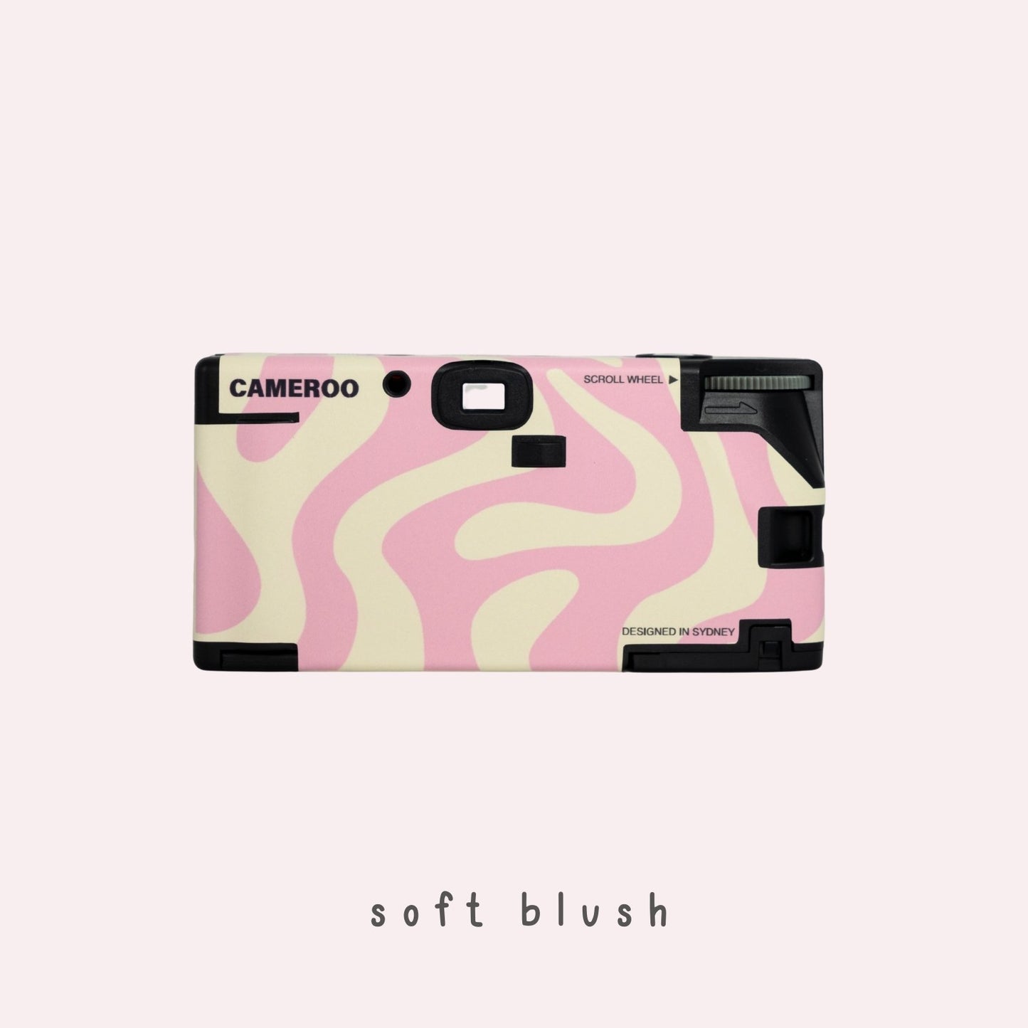 Back view of Wavy disposable camera featuring abstract wavy line pattern by Cameroo