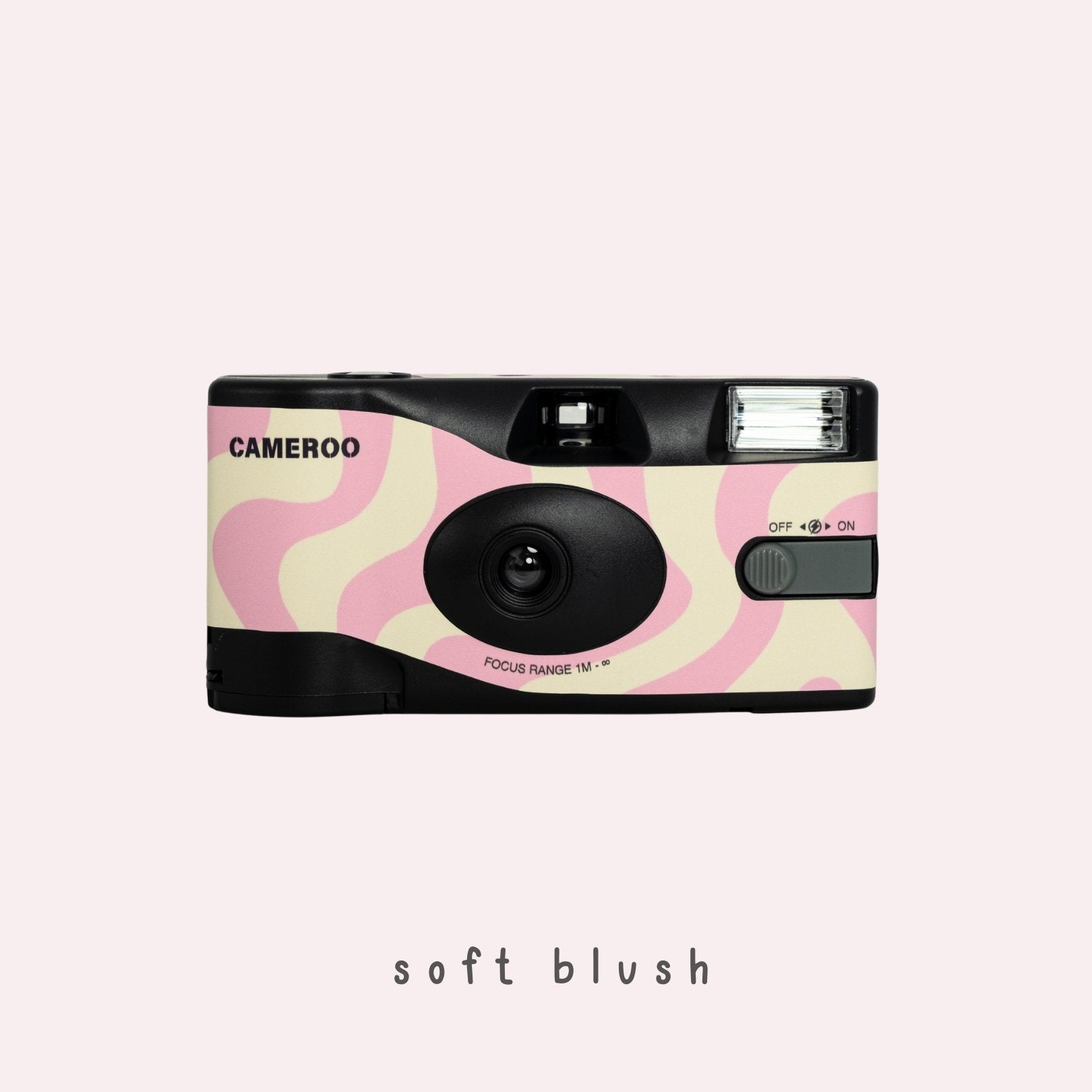 Pink Wavy disposable camera with abstract flowing line design by Cameroo